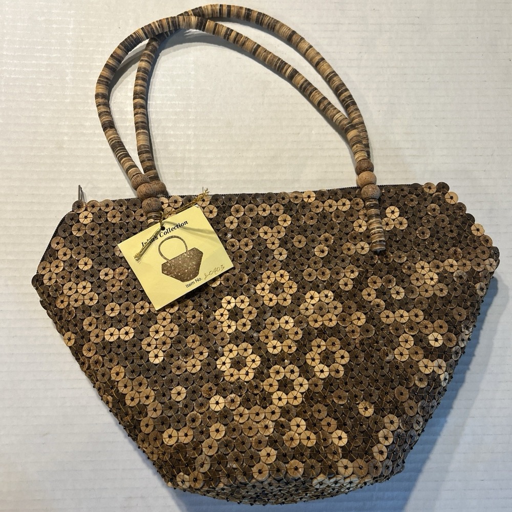 Isha's Collection Coconut Shell Beaded Purse Handbag Handmade NWT